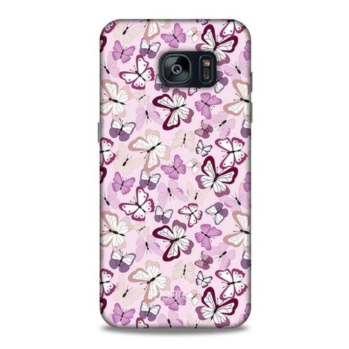 Samsung Galaxy S7 Edge Kılıf Kelebek Etkisi (2) Kabı Mor Beyaz