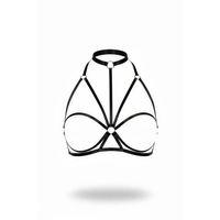 Siyah Göğüs Harness Yüksek Yaka O Halka Detaylı - Brf1044