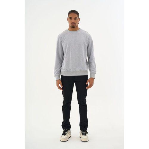 Süperlife Erkek Gri Bisiklet Yaka Ribanalı Regular Fit Sweatshirt spr26swk930