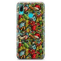 Huawei Y7 2019 Kılıf Mery Christmas Doodle Arka Kapak Koruma Desenli Full Koruyucu