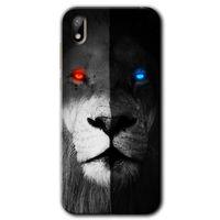 MRCİLETİSİM Huawei Y5 2019 Kılıf HD Desen Baskılı Arka Kapak + Temperli Cam - Fire and Ice Lion