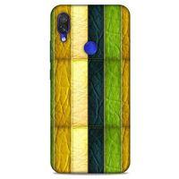 Xiaomi Redmi Note 7 Pro Kılıf Patchwork (37) Silicone Cover Sarı Lacivert