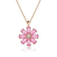 Lucky Life 925 Ayar Gumuss  Rose Pembe Çiçek Kolye