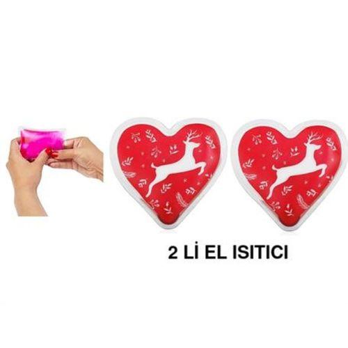 2 Adet Kalpli Geyikli Cep Sobası,El Isıtıcı,Sıcak Su Torbası Pvc  9Cm