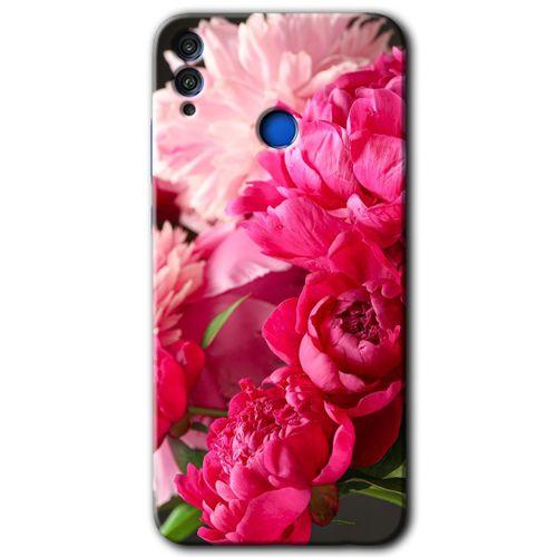 Honor 8x Kılıf HD Desen Baskılı Arka Kapak - Kırmızı Beyaz Gül + Kırılmaz Cam