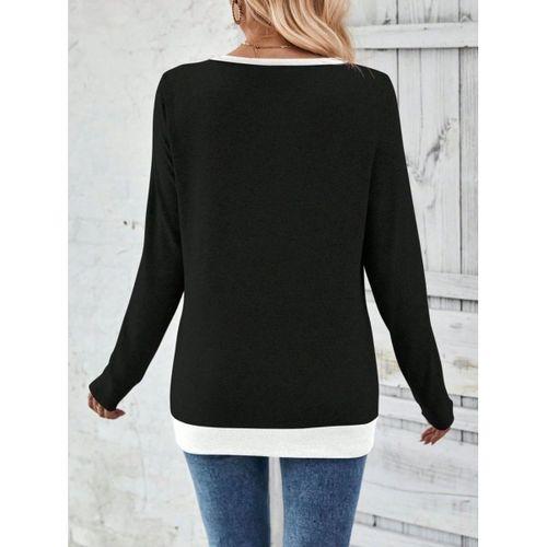 Kadın Uzun Kollu V Yakalı Yandan Düğmeli Yün Viskon Bluz