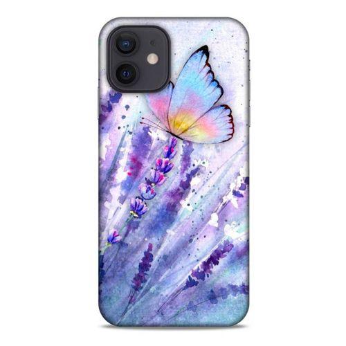Apple iPhone 12 Uyumlu Kılıf Mor Delisi (47) Crystal Flex Kılıf Kelebek
