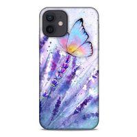 Apple iPhone 12 Uyumlu Kılıf Mor Delisi (47) Crystal Flex Kılıf Kelebek