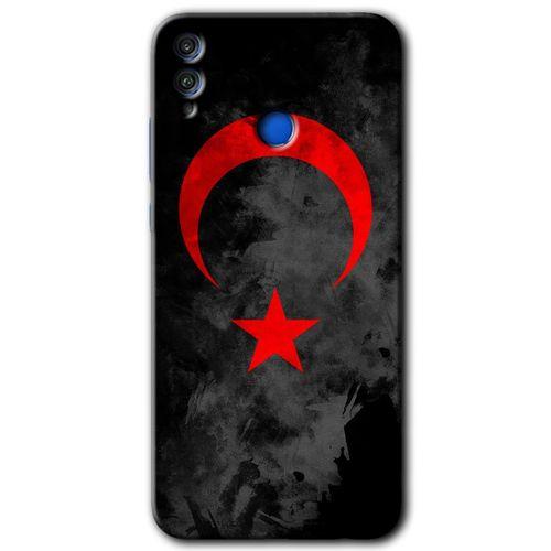 Potkal Hediye Fabrikası Honor 8x HD Baskılı Kılıf + 9D Tam Ekran Koruyucu - Black Ayyıldız