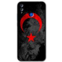 Potkal Hediye Fabrikası Honor 8x HD Baskılı Kılıf + 9D Tam Ekran Koruyucu - Black Ayyıldız