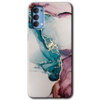 OPPO Oppo Reno 4 Kılıf HD Desen Baskılı Arka Kapak + Temperli Cam - Liquid Mermer