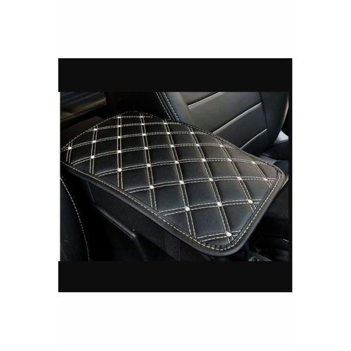 Araba Kol Dayama Örtüsü Kare Siyah Deri Gümüş Desen