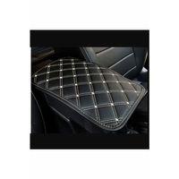 Araba Kol Dayama Örtüsü Kare Siyah Deri Gümüş Desen