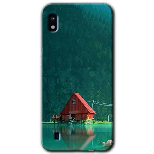 Galaxy A10 Kılıf HD Desen Baskılı Arka Kapak - House In Woods + Kırılmaz Cam