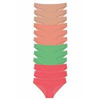 12 adet Süper Eko Set Likralı Kadın Slip Külot Ten Pudra Yeşil Fuşya