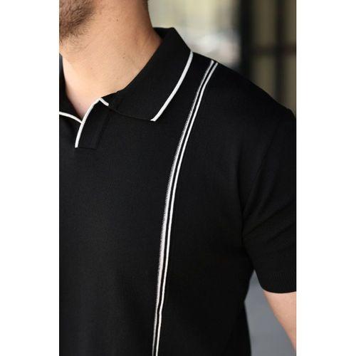 Erkek Çizgi Detaylı Yakalı Triko Tişört