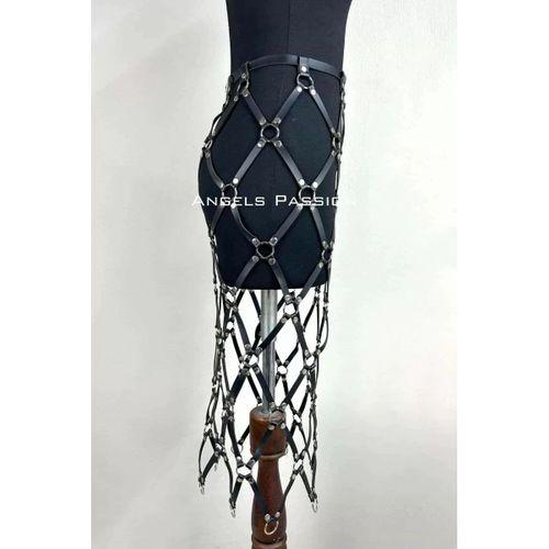 Harness Etek, Deri Örgü Harness Etek, Şık Tayt Üzeri Etek - Brf410