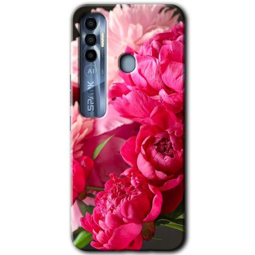 Potkal Hediye Fabrikası Tecno Spark 7 Pro Kılıf HD Desen Baskılı Arka Kapak - Kırmızı Beyaz Gül