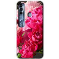 Potkal Hediye Fabrikası Tecno Spark 7 Pro Kılıf HD Desen Baskılı Arka Kapak - Kırmızı Beyaz Gül