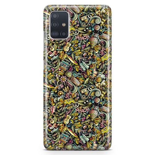 Samsung Galaxy A51 Kılıf Şapka Eldiven Doodle Arka Kapak Koruma Desenli Full Koruyucu