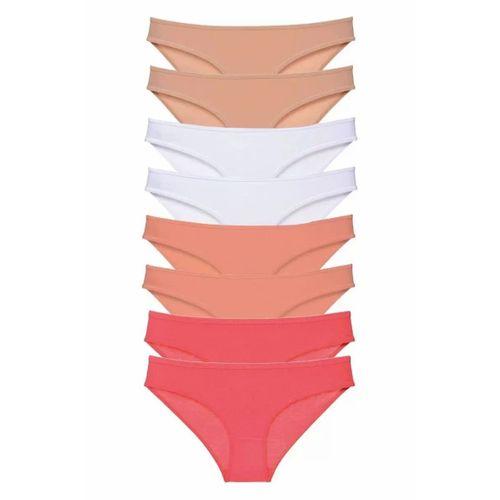 8 adet Süper Eko Set Likralı Kadın Slip Külot Ten Beyaz Pudra Fuşya