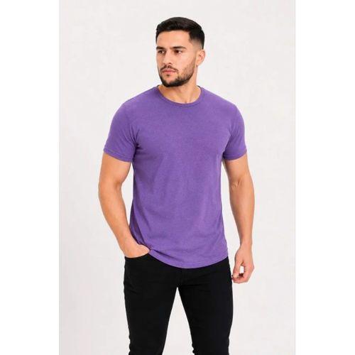 Erkek Basic Tişört Bisiklet Yaka Kısa Kol Günlük Yazlık Slim Fit T-Shirt - Mor