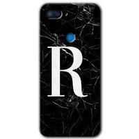 Potkal Hediye Fabrikası Xiaomi Mi 8 Lite Kılıf HD Desen Baskılı Arka Kapak - Siyah Mermer Desenli R Harfi