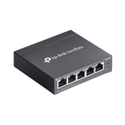 OMADA DS105GP, 5 Port Gigabit,  4 Port Gigabit PoE+, 65W, Yönetilemez, Masaüstü/Vesa Metal Kasa Sessiz Switch