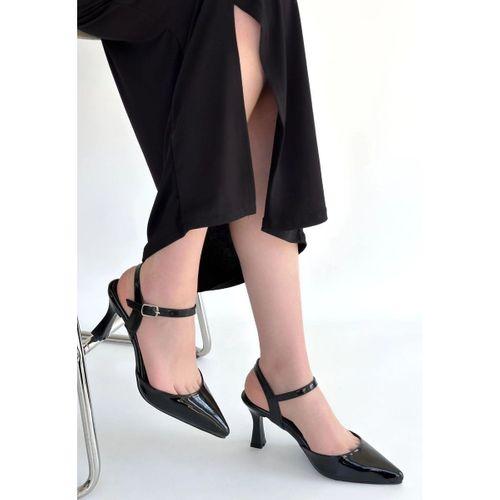 Suden Siyah Rugan Topuklu Ayakkabı