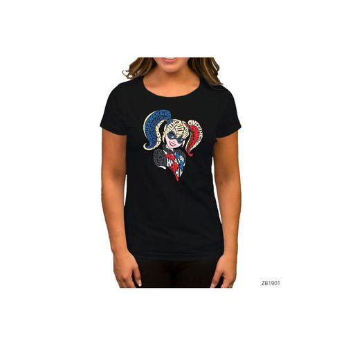 Harley Quinn Typography Siyah Kadın Tişört
