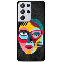 Lopard Samsung Galaxy S21 Ultra Uyumlu Kılıf Sürreal Yüzler ♀ (11) Tam Koruma Baskılı