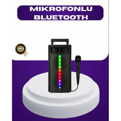 Bluetooth Işıklı Hoparlör – 2x5w Güç | Usb + Tf Kart + Fm Radyo | Siyah Renk