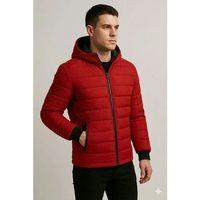 Erkek Şişme Kapüşonlu Fermuarlı Mont Su Itici Kapitone Astarlı Kumaş Cepli Kışlık Rahat Kalıp - Kırmızı