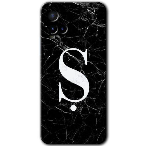 Vivo Y21 HD Baskılı Kılıf + 9D Tam Ekran Koruyucu - Siyah Mermer Desenli Ş Harfi