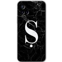 Vivo Y21 HD Baskılı Kılıf + 9D Tam Ekran Koruyucu - Siyah Mermer Desenli Ş Harfi