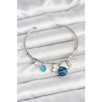 Gezegen Charmlı Gümüş Renk Pirinç Kadın Bileklik - TJ-BB8048