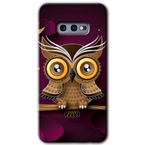 Potkal Hediye Fabrikası Samsung Galaxy S10e HD Baskılı Kılıf + 9D Tam Ekran Koruyucu - Owl Bird Branch