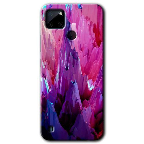 MRCİLETİSİM Realme C21 Kılıf Baskılı Kapak - Abstraction Sharp + 5D Tam Kaplayan Cam