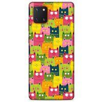 Lopard Samsung Galaxy Note 10 Lite Uyumlu Kılıf Kediler (35) Fit Design Kılıf Sarı Yeşil