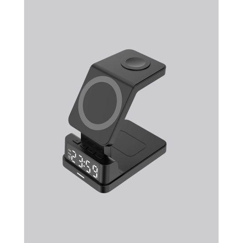 Kablosuz Şarj Cihazı Ve Dijital Saat – 4’ü 1 Arada Hızlı Şarj, Apple Uyumlu, Led Işıklı Tasarım