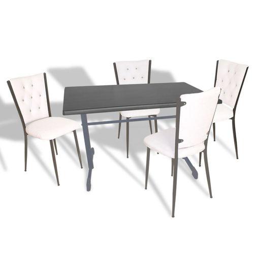 Dockers Halley - Kapitoneli Mutfak Masa Takımı - 80x140 (Werzalit, Wermodin veya Allzalit Tabla) - Siyah-Beyaz