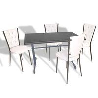 Dockers Halley - Kapitoneli Mutfak Masa Takımı - 80x140 (Werzalit, Wermodin veya Allzalit Tabla) - Siyah-Beyaz