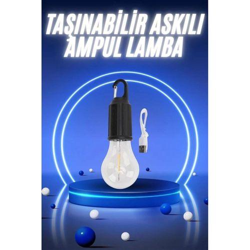 Taşınabilir Şarjlı Led Ampul Askılı Lamba Kamp Bahçe Lambası