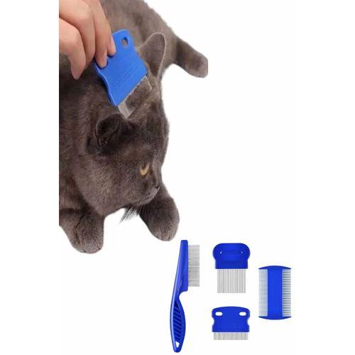 4'lü Bit Pire Tarağı Set Kedi Köpek Evcil Hayvan Tüy Toplayıcı Mavi