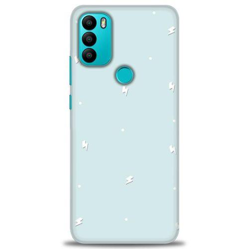 General Mobile GM 21 Plus Kılıf HD Baskılı Kılıf - Beyaz Şimşekler + Tam Ekran Koruyucu