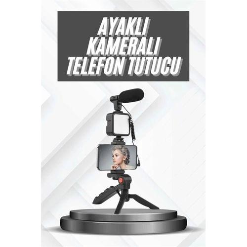 Telefon Tutucu Mikrofonlu Işıklı Youtuber Video Kayıt