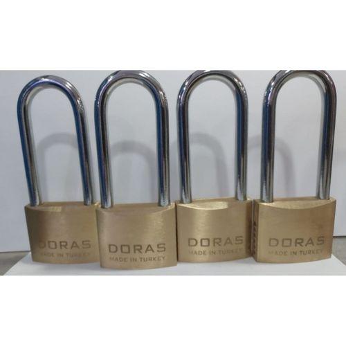Doras Ersa 4'lü Set Uzun Kanca Pas Pirinç Asma Kilit 50 Mm