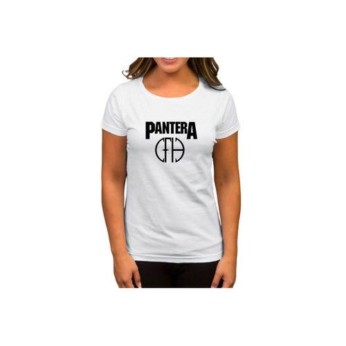 Pantera Logo and Figure Beyaz Kadın Tişört
