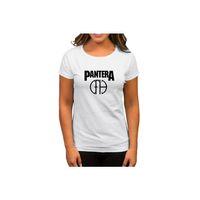 Pantera Logo and Figure Beyaz Kadın Tişört