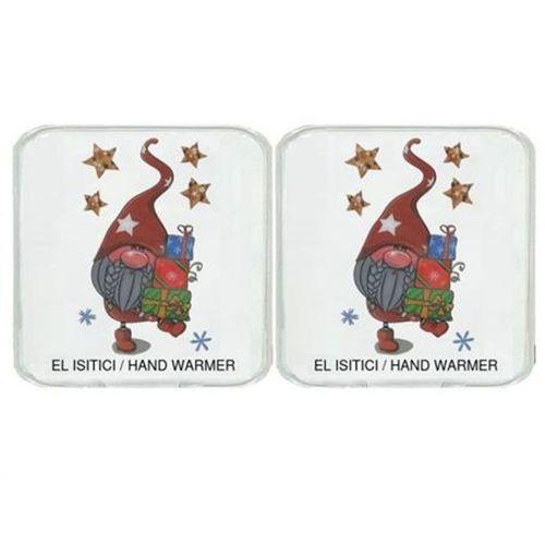 2 Adet Yıldızlı Noel Cücesi Cep Sobası,El Isıtıcı,Sıcak Su Torbası Pvc  10X9,5Cm